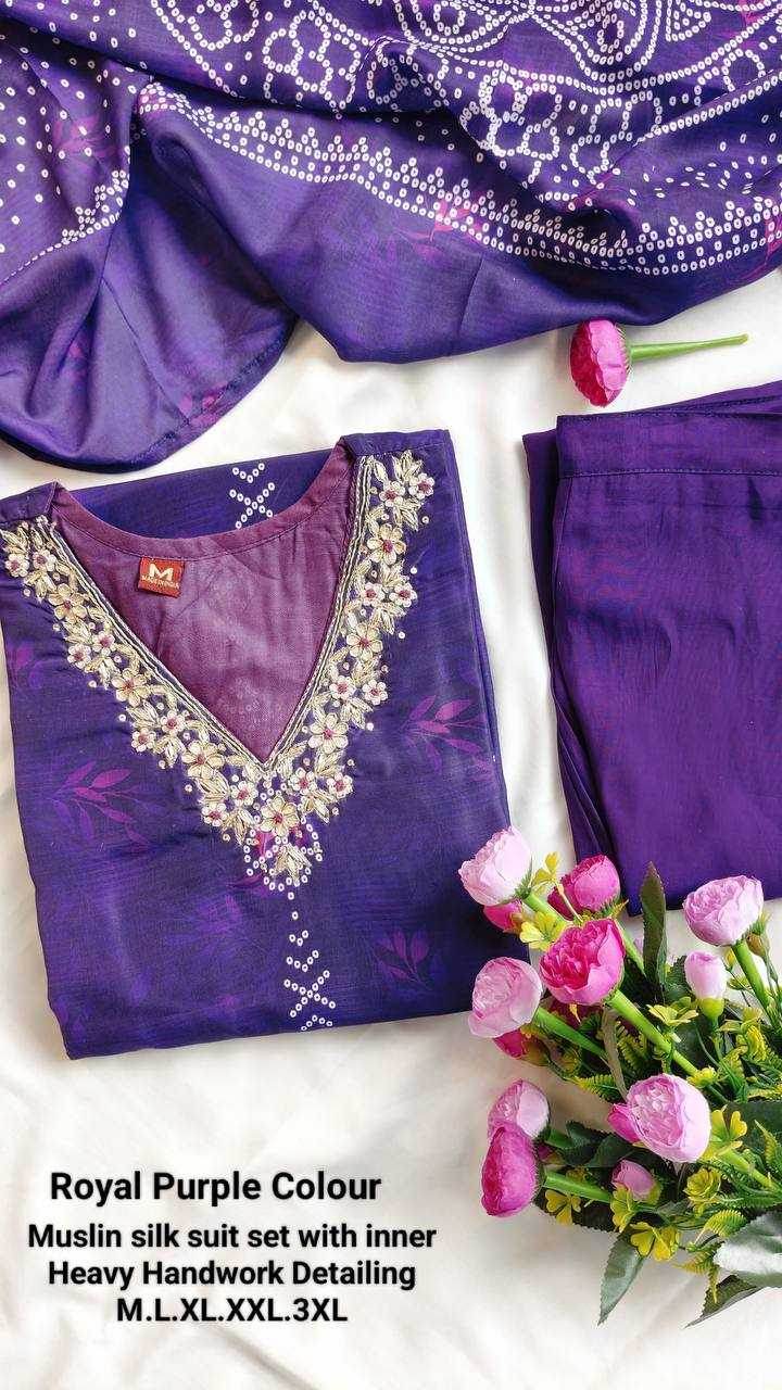 Muslin Silk Ladies Alia Cut Suit - MYLUXURY LANE ENTERPRISE